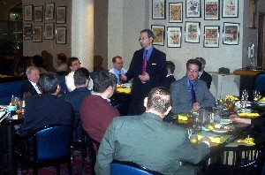 Nathan Colodney, chapter president, outlines the agenda and events for the coming year during the corporate membership appreciation luncheon in Yongsan Garrison.